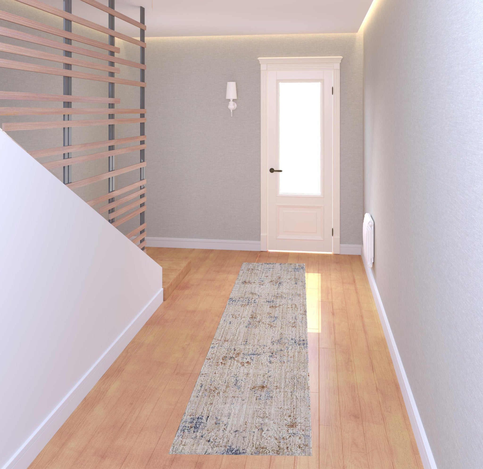 2' X 3' Ivory And Blue Abstract Area Rug