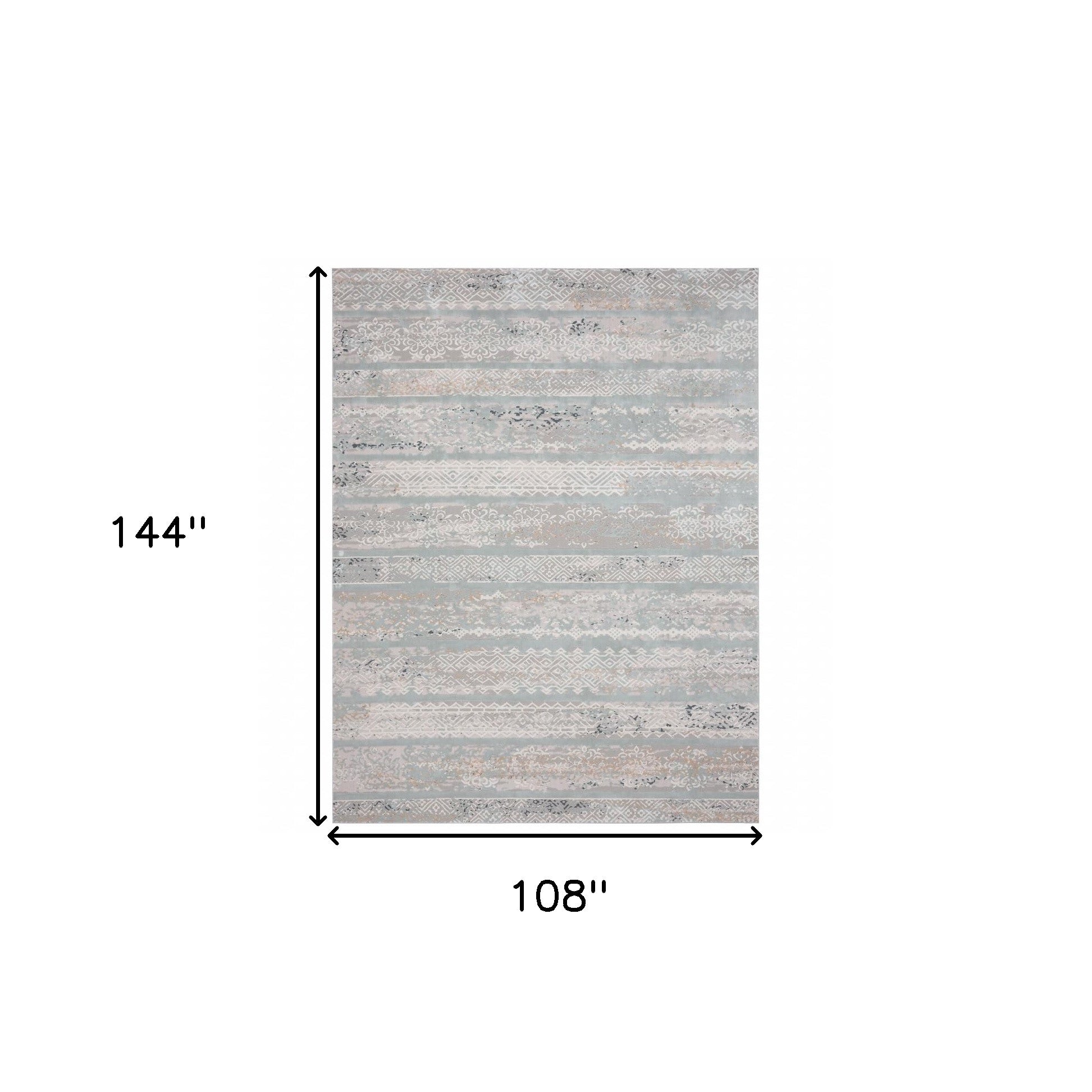 9' X 12' Blue Abstract Distressed Area Rug