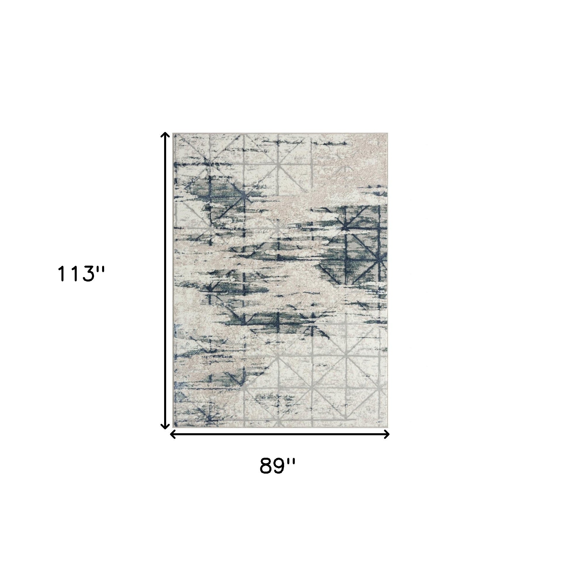 5' X 7' Blue Abstract Stain Resistant Area Rug