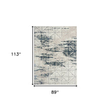 5' X 7' Blue Abstract Stain Resistant Area Rug