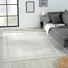 5' X 7' Cream Diamond Area Rug