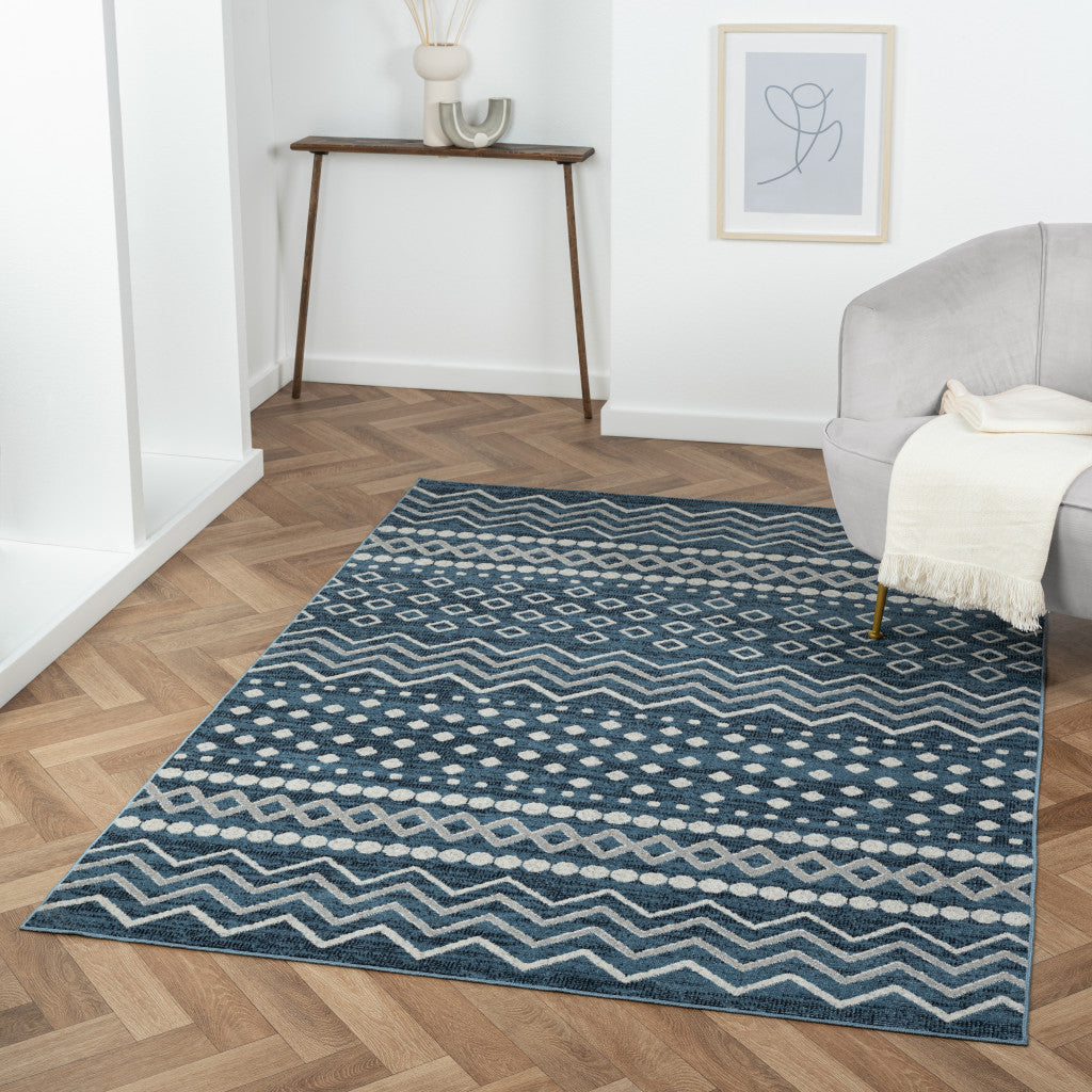 5' X 7' Beige Geometric Washable Area Rug