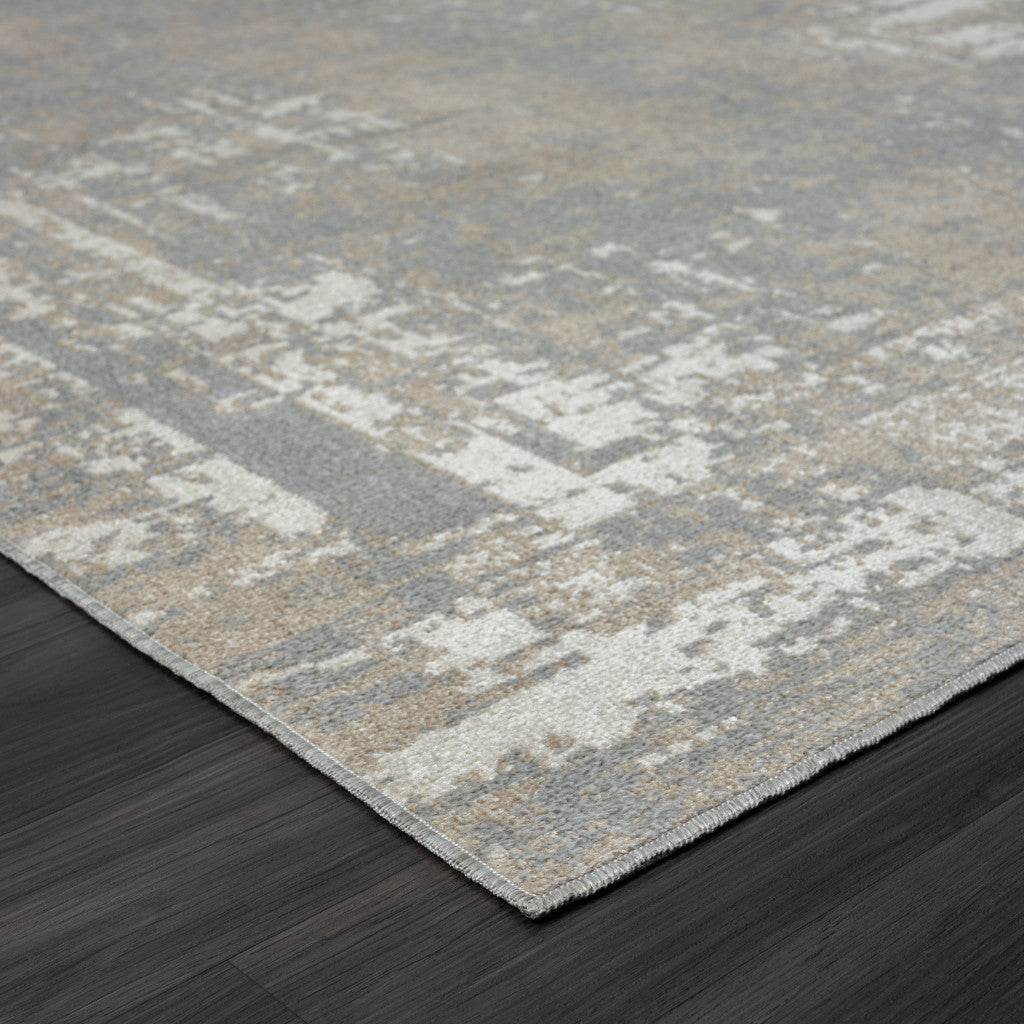 5' X 7' Gray Abstract Distressed Washable Area Rug