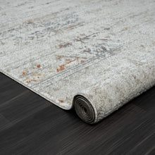 5' X 7' Ivory Tribal Distressed Washable Area Rug