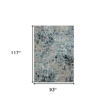 8' X 10' Blue Abstract Distressed Washable Area Rug