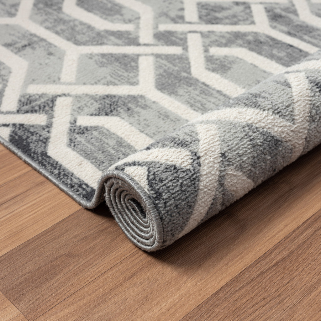 5' X 7' Gray Geometric Area Rug