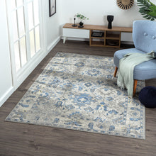 5' X 7' Blue Floral Area Rug