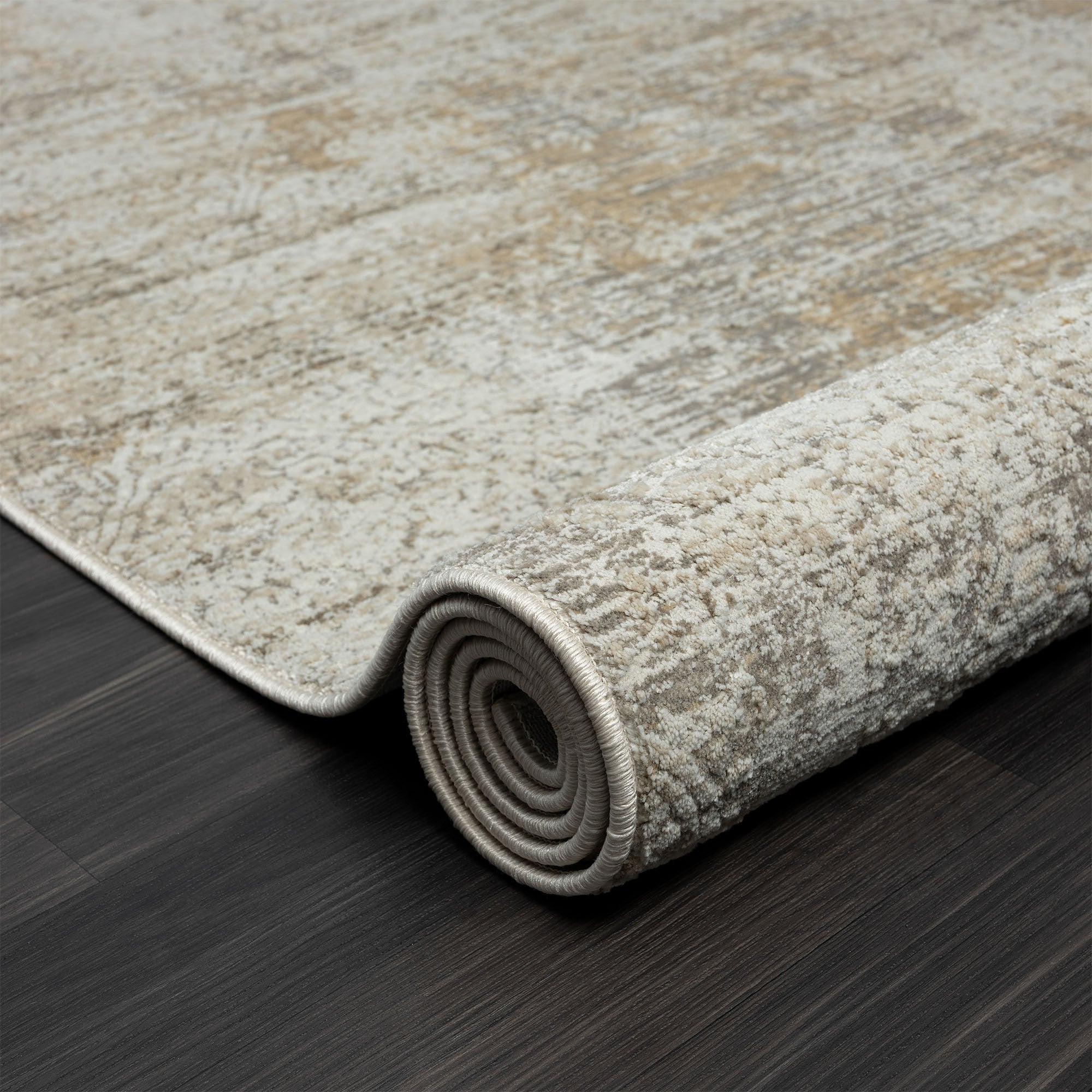 4' X 6' Gray Damask Distressed Area Rug