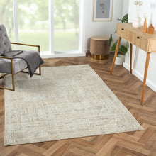 2' X 8' Beige Abstract Distressed Runner Rug