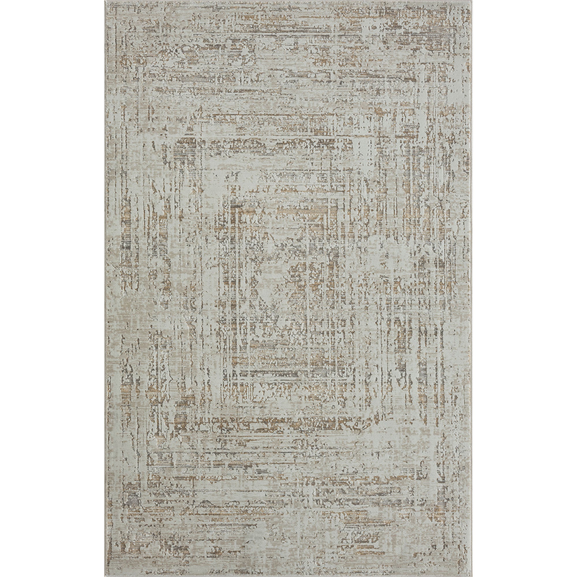 2' X 8' Beige Abstract Distressed Runner Rug