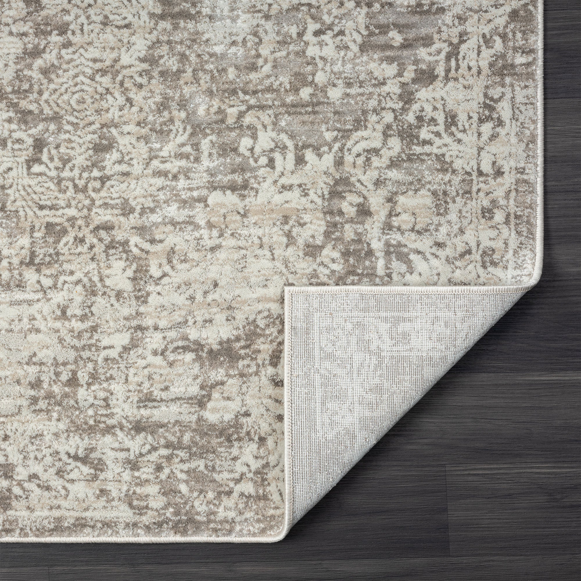 2' X 8' Gray Abstract Distressed Runner Rug