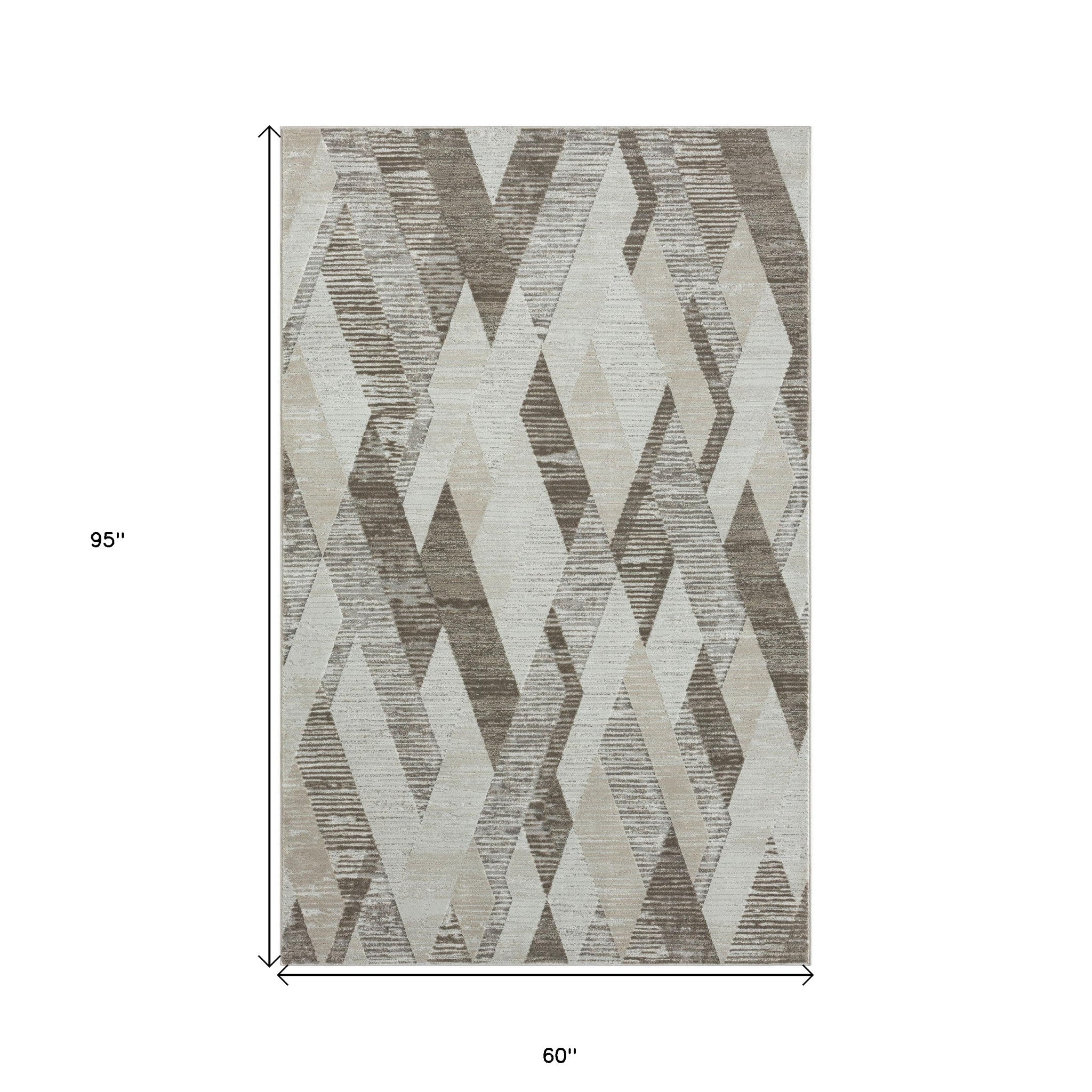 4' X 6' Gray Geometric Area Rug