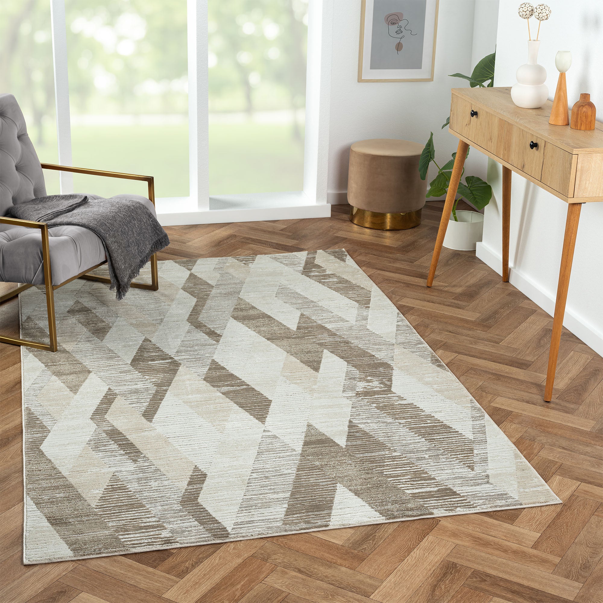 4' X 6' Gray Geometric Area Rug
