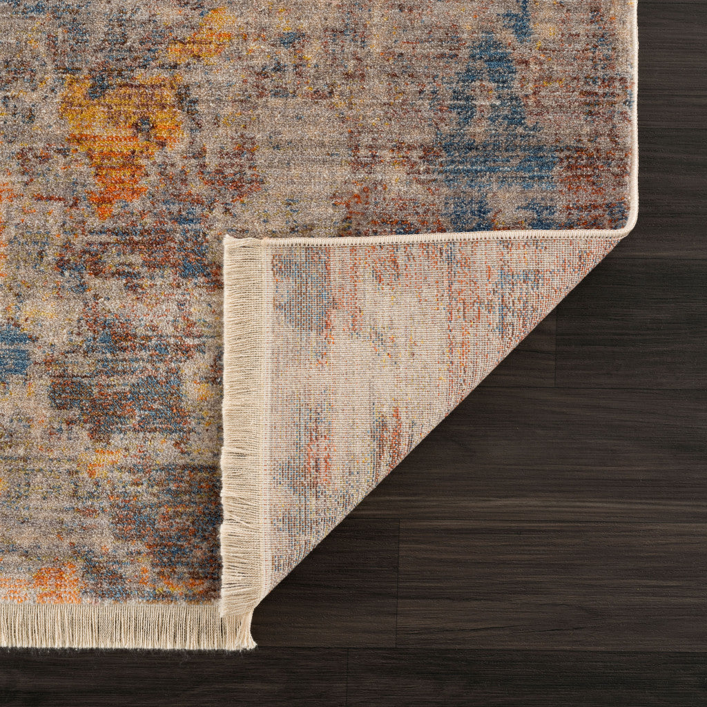 2' X 6' Beige Abstract Distressed Runner Rug