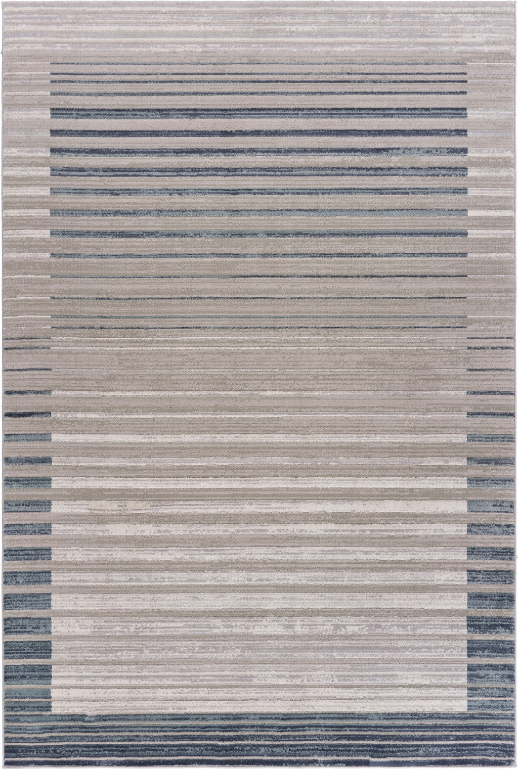 8' Ivory And Blue Abstract Runner Rug