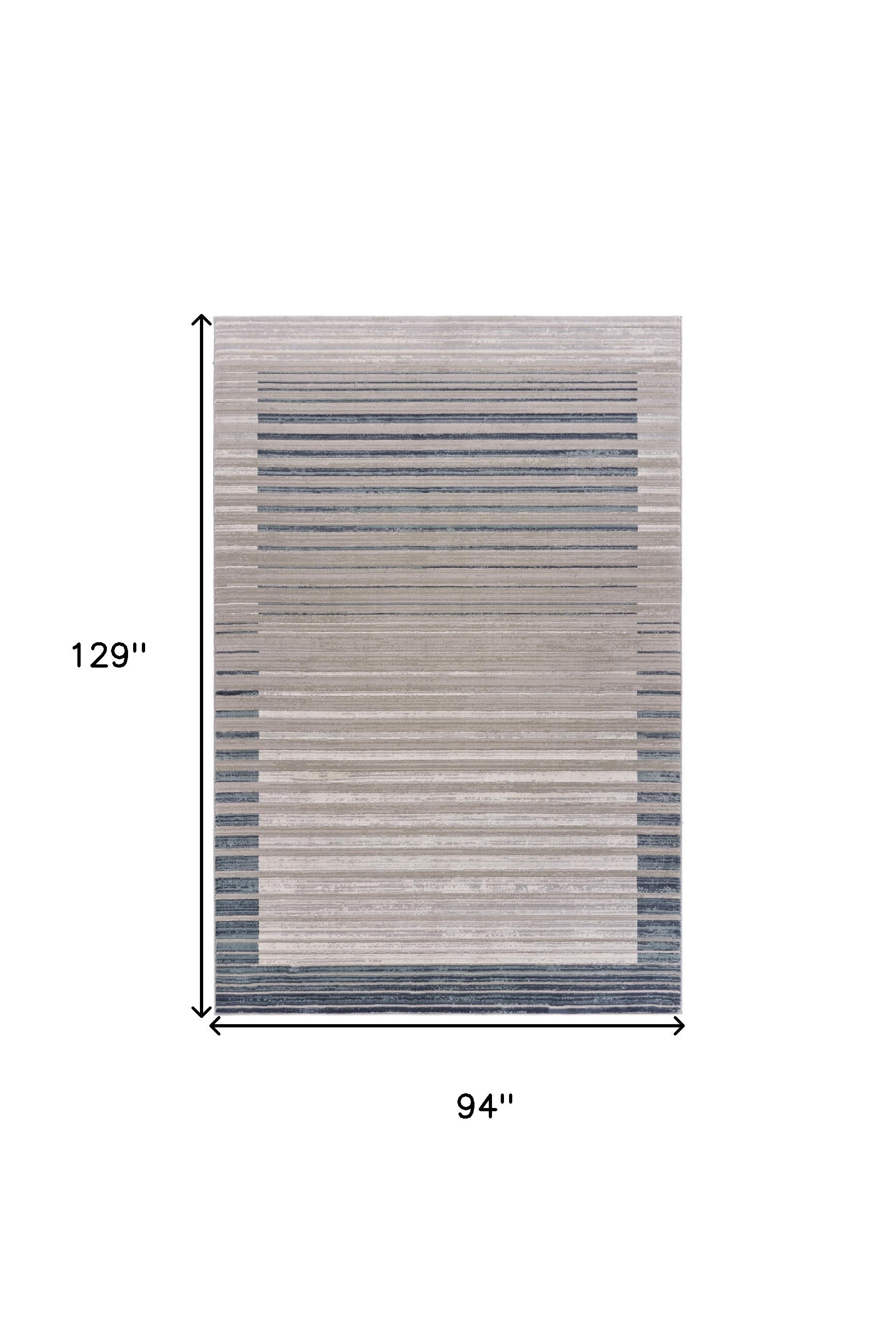 8' Ivory And Blue Abstract Runner Rug