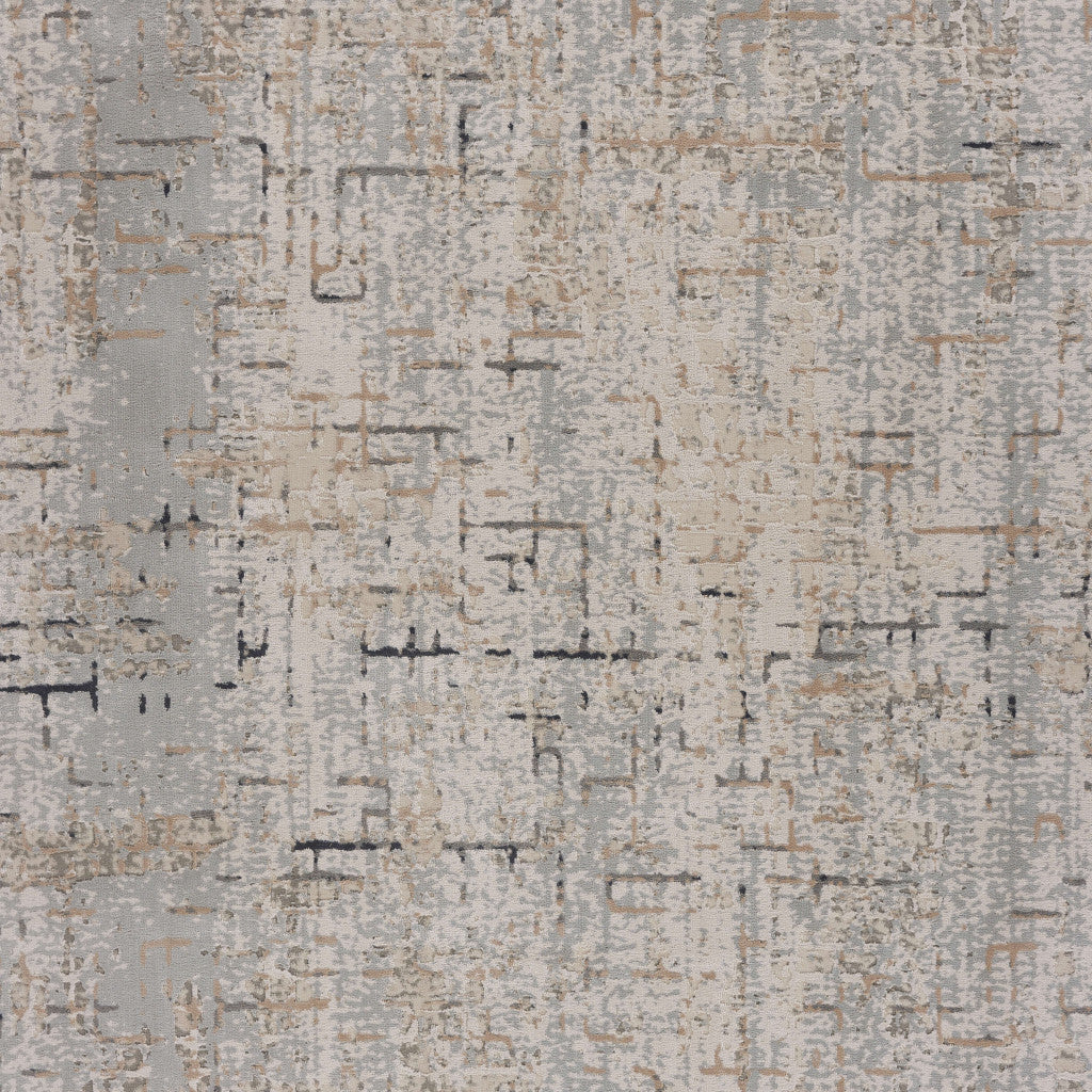 2' X 8' Cream Abstract Runner Rug