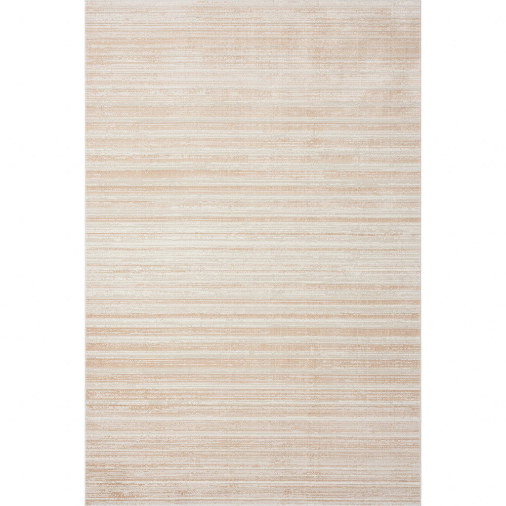 8' Beige Abstract Distressed Runner Rug