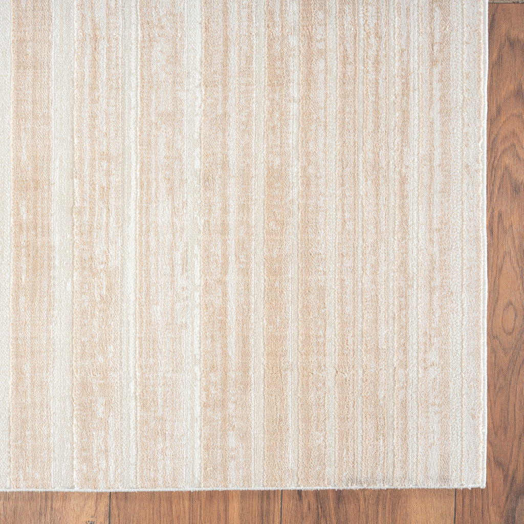 8' Beige Abstract Distressed Runner Rug