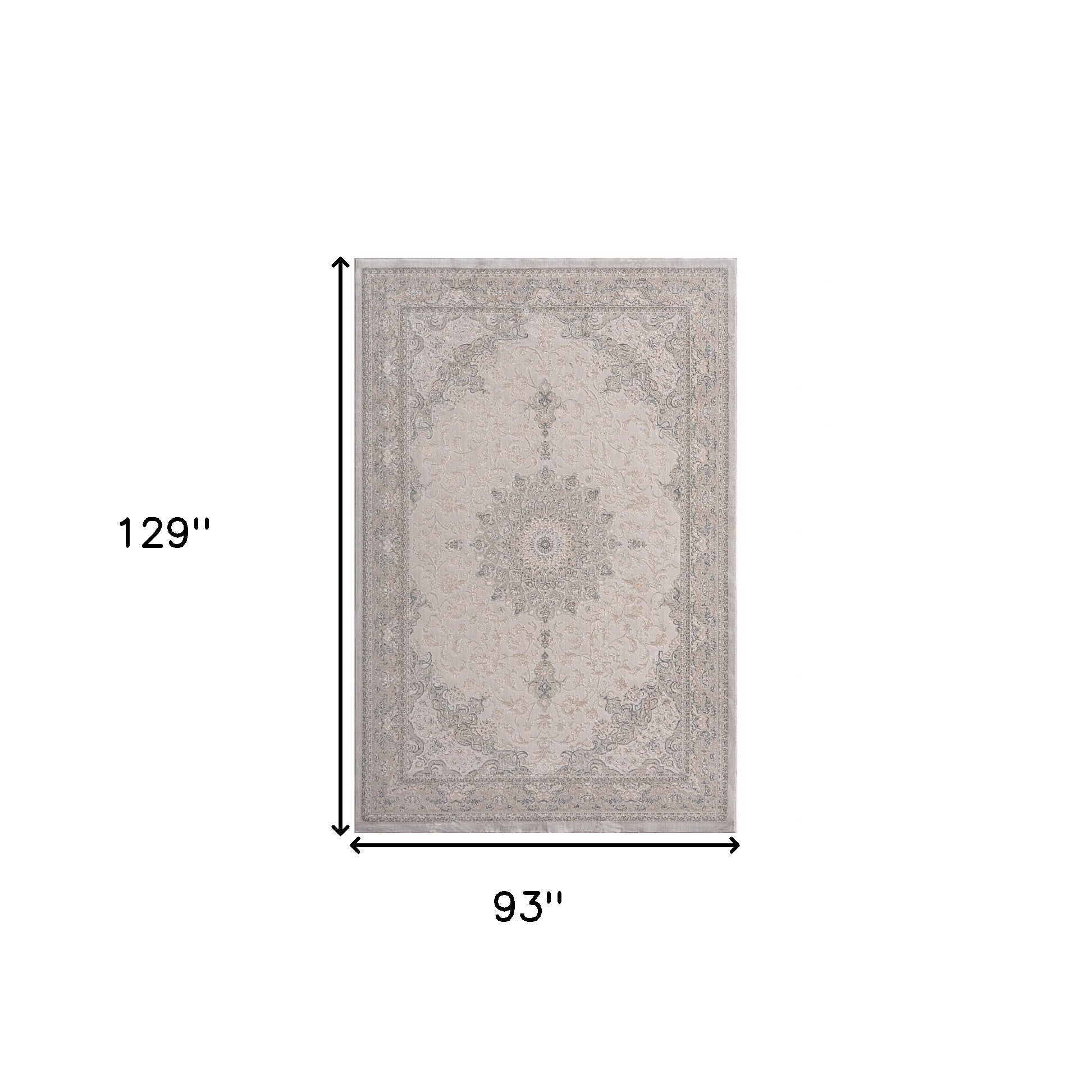 5' X 8' Gray Medallion Area Rug