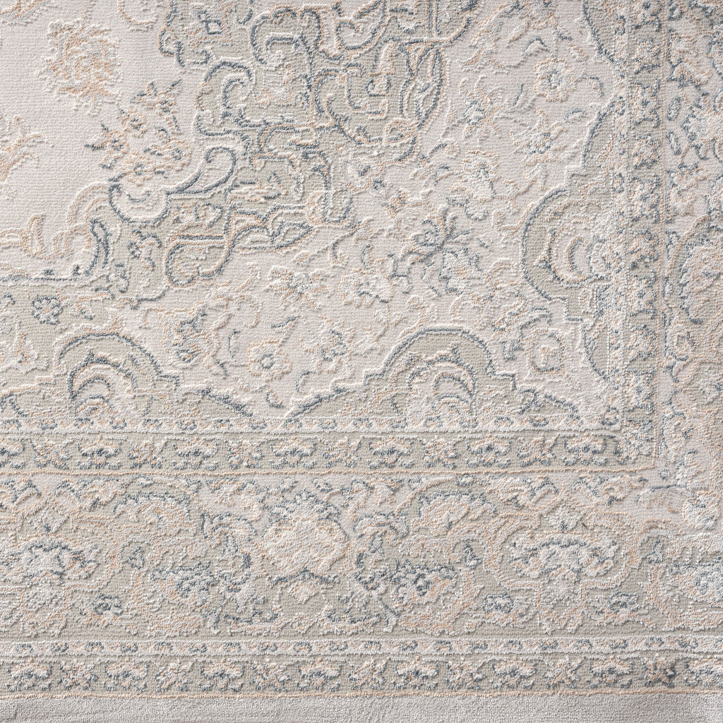 5' X 8' Gray Medallion Area Rug