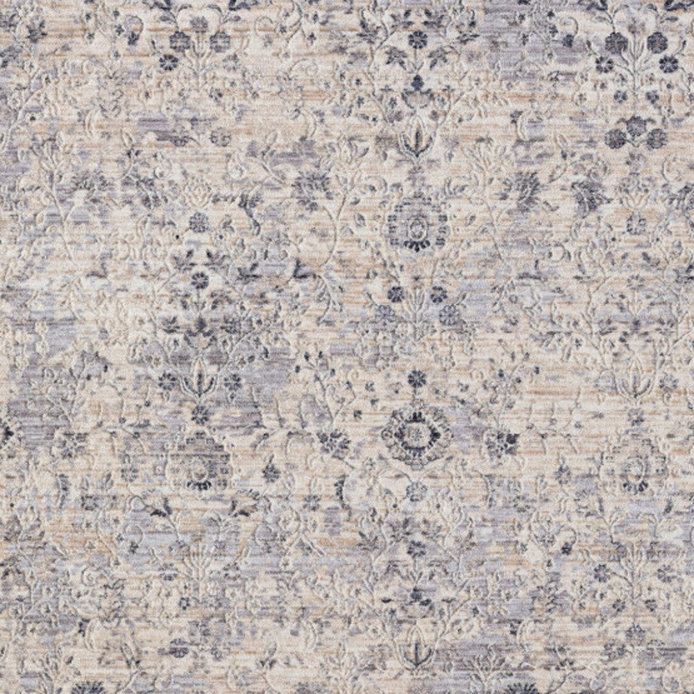 2' X 3' Gray Floral Area Rug