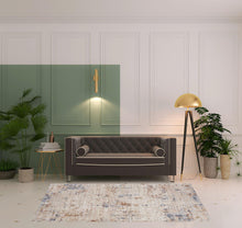 2' X 3' Ivory And Blue Abstract Area Rug