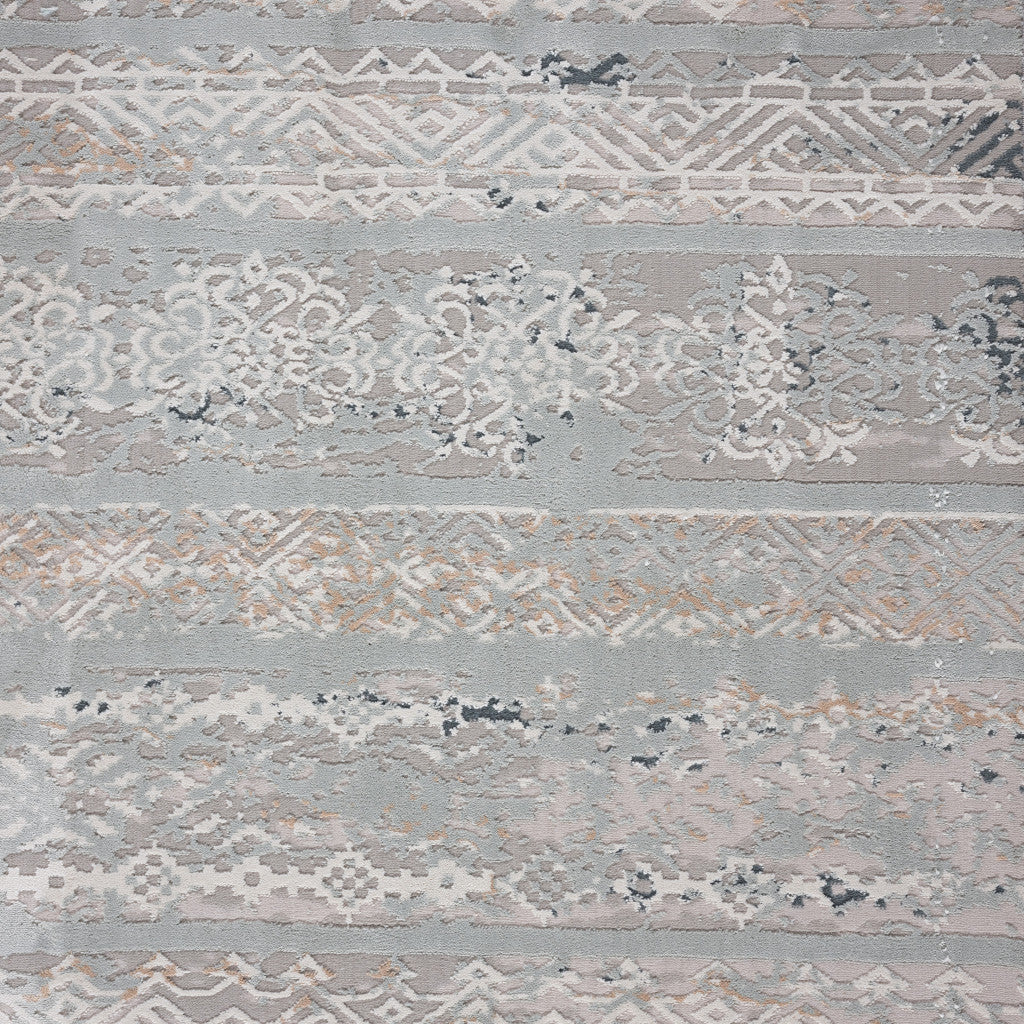 9' X 12' Blue Abstract Distressed Area Rug