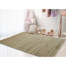 Green Abstract Hand Woven Non Skid Area Rug - 5' x 8'