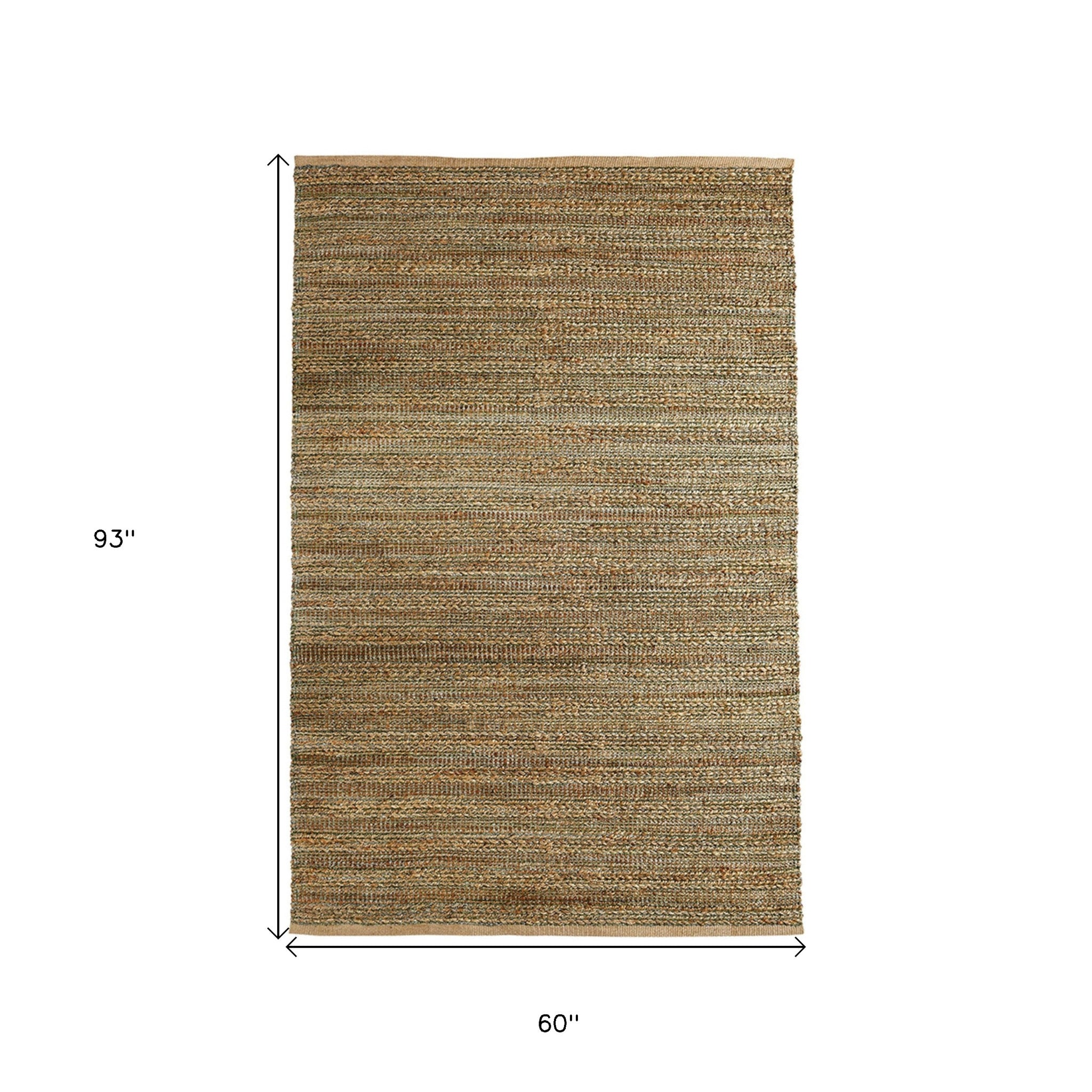 Green Abstract Hand Woven Non Skid Area Rug - 5' x 8'