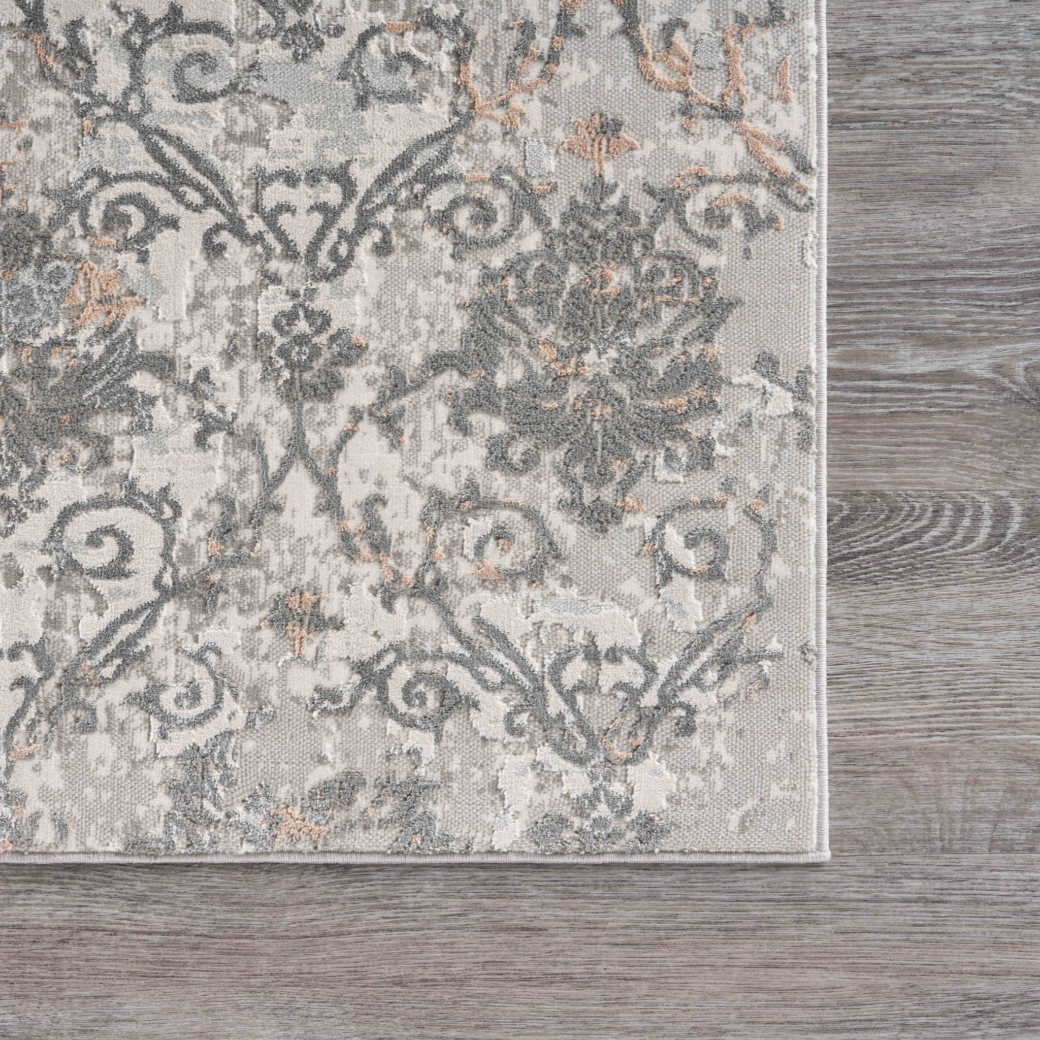 5' X 8' Cream Abstract Distressed Area Rug