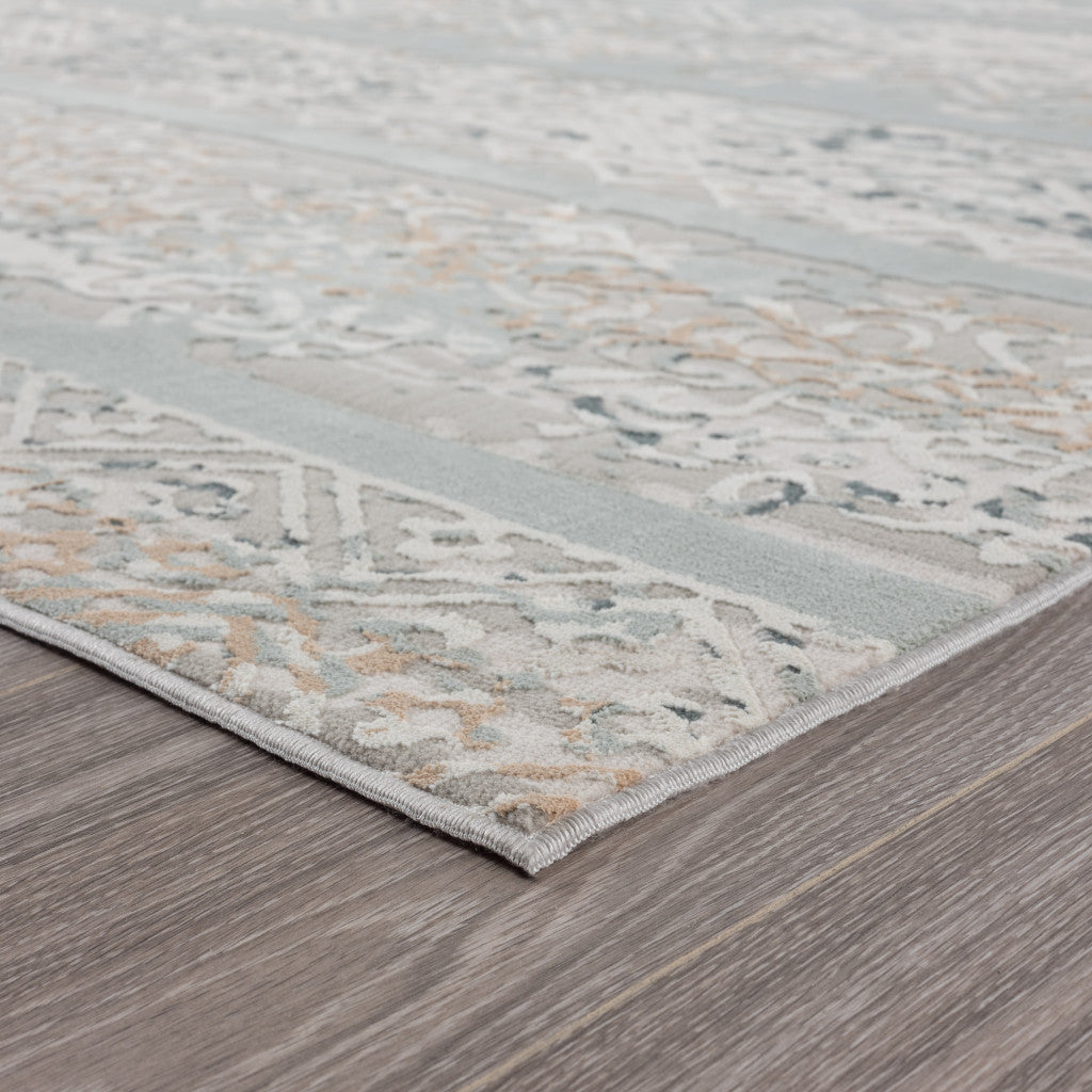 9' X 12' Blue Abstract Distressed Area Rug