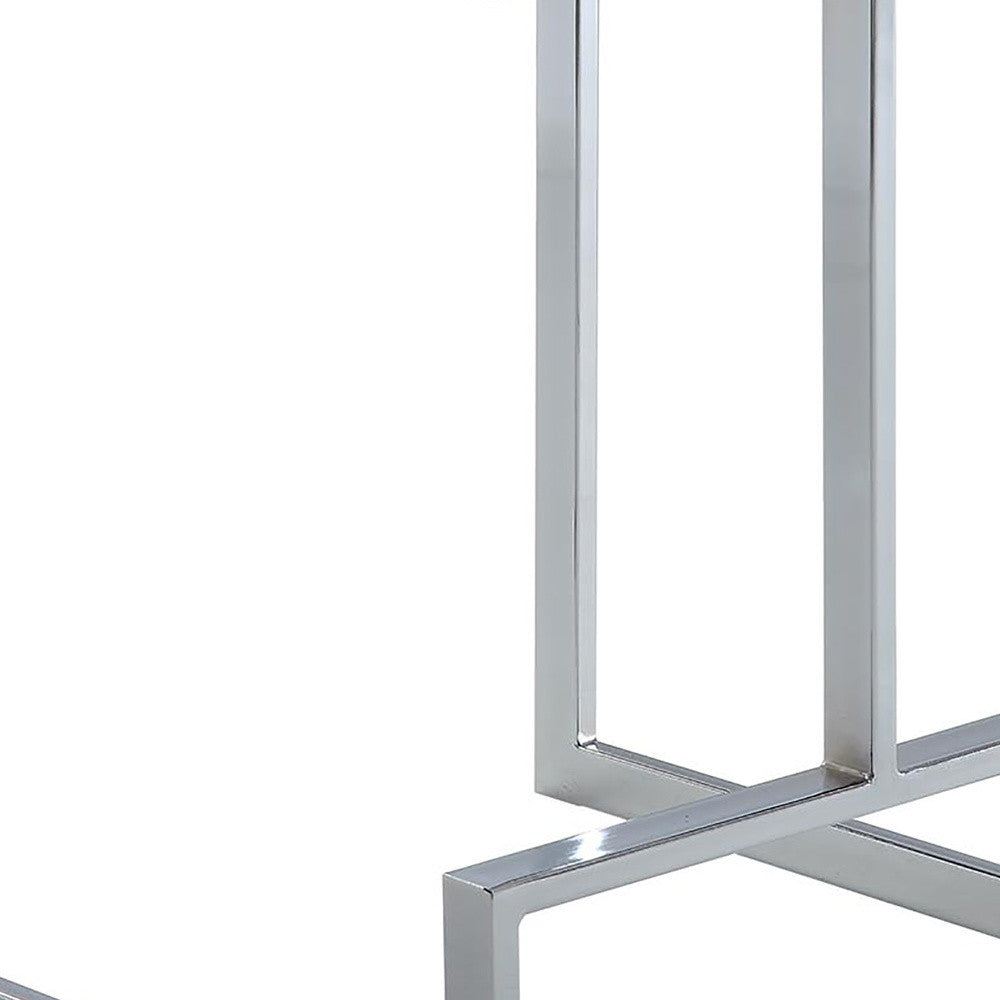 24" White Faux Leather And Steel Backless Counter Height Bar Chair