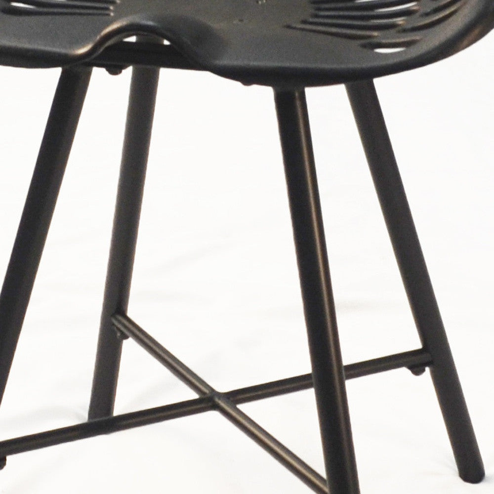 18" Black Metal Backless Chair