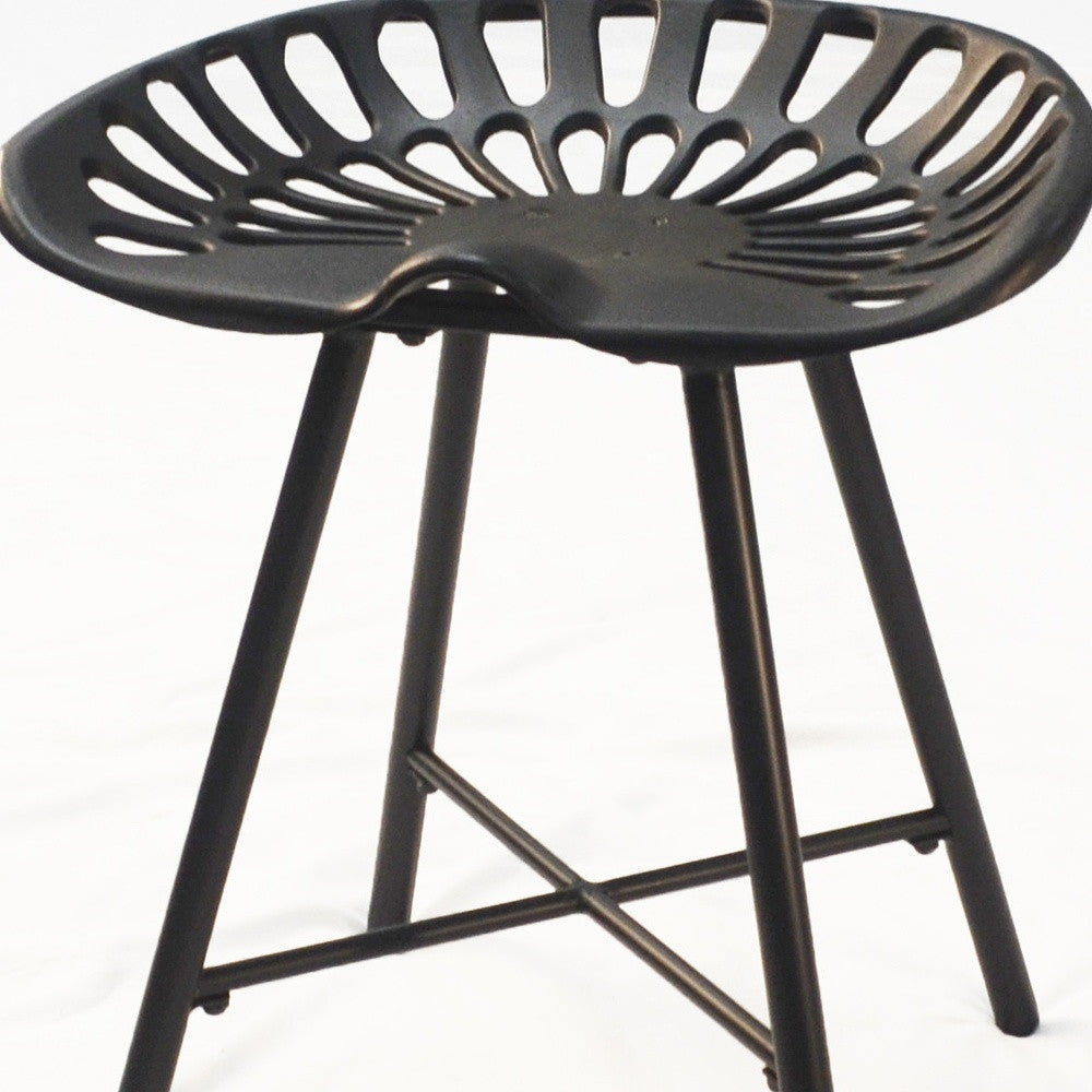 18" Black Metal Backless Chair