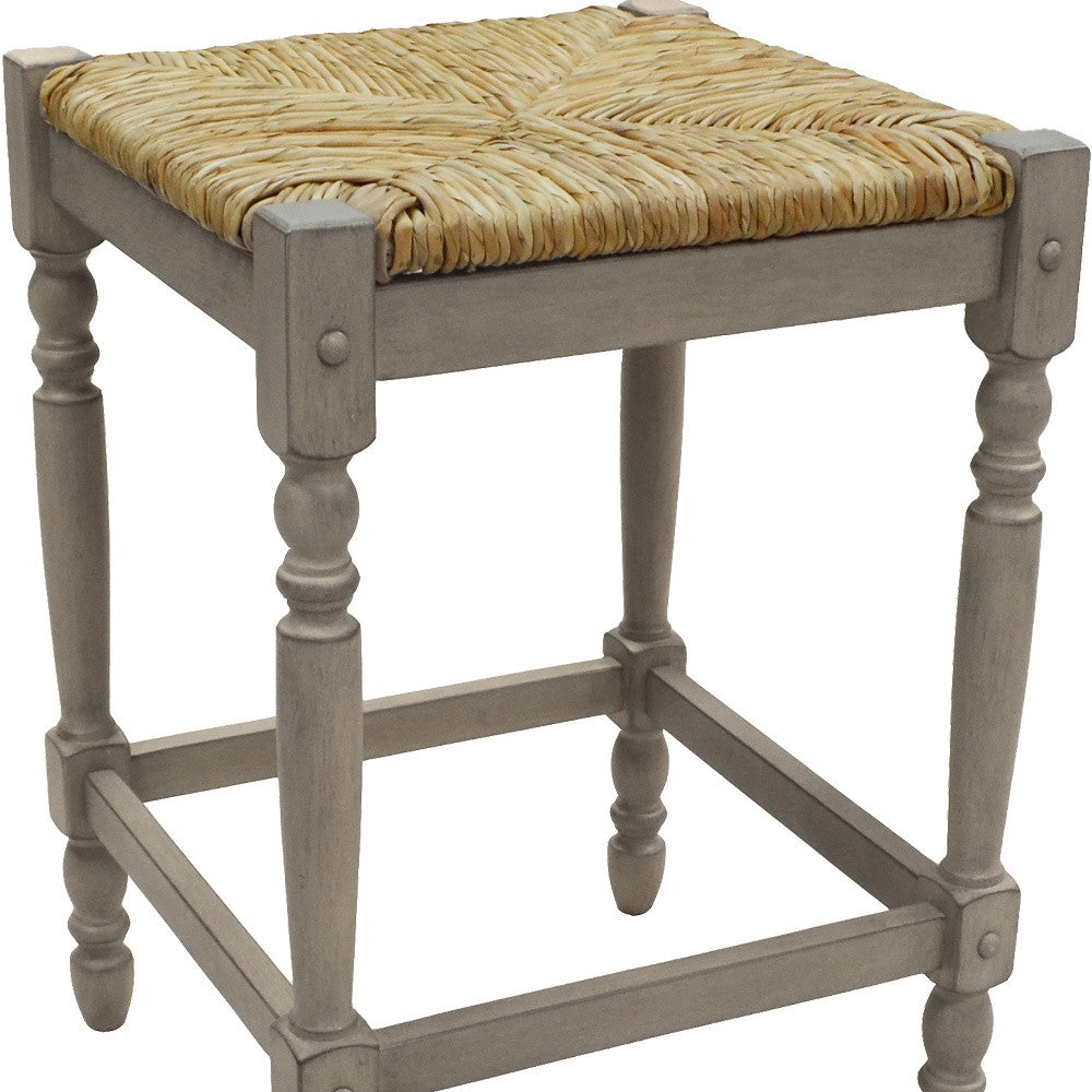 24" Natural And Gray Backless Counter Height Bar Chair With Footrest