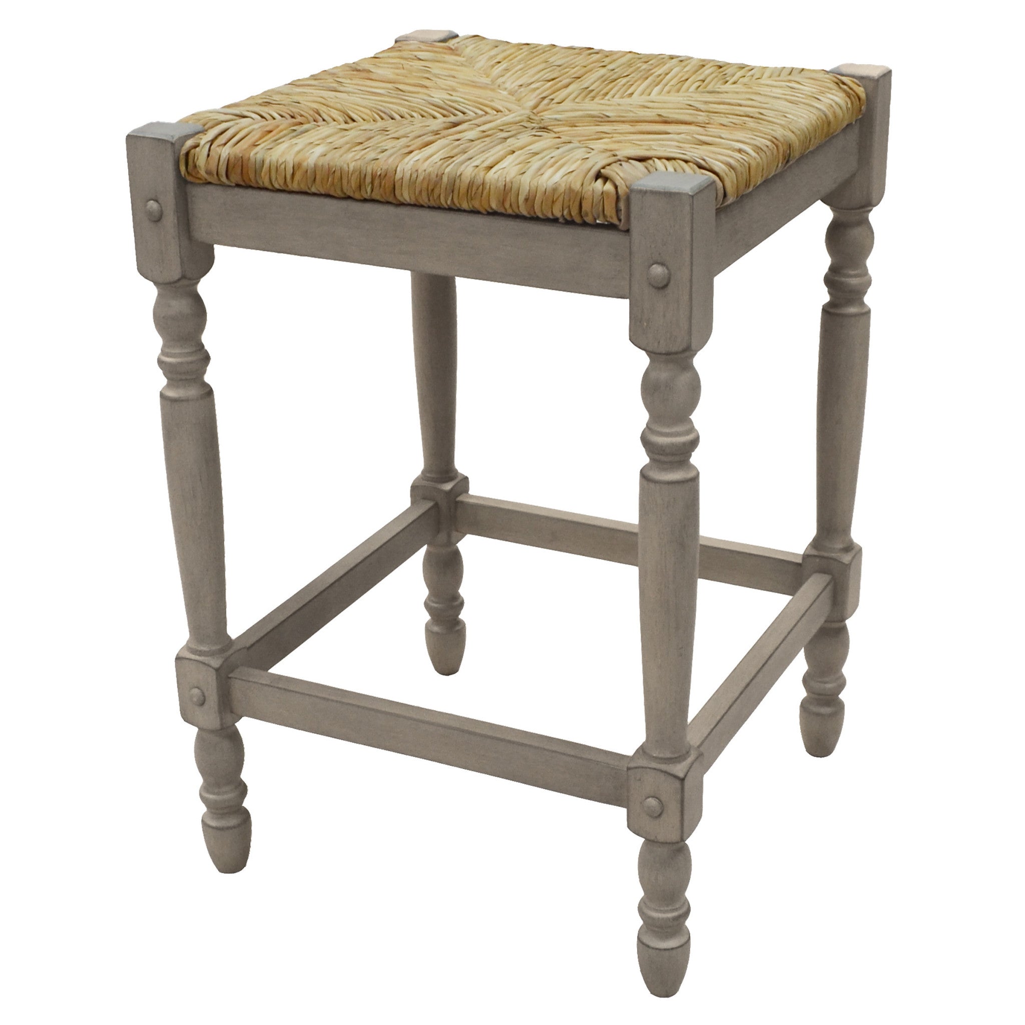 24" Natural And Gray Backless Counter Height Bar Chair With Footrest