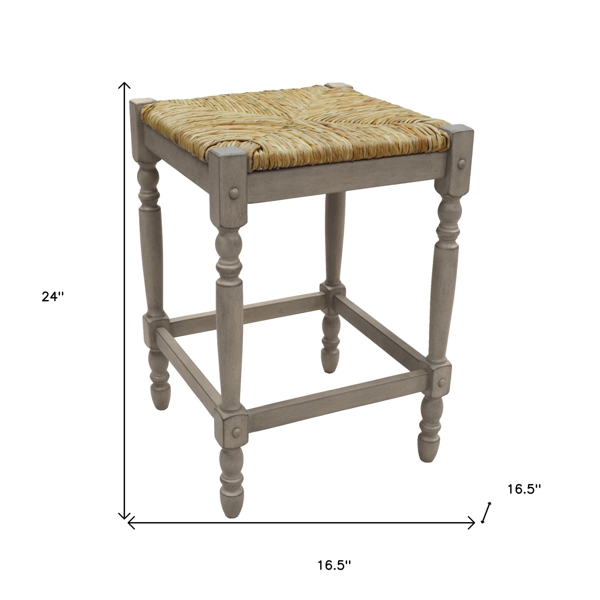 24" Natural And Gray Backless Counter Height Bar Chair With Footrest