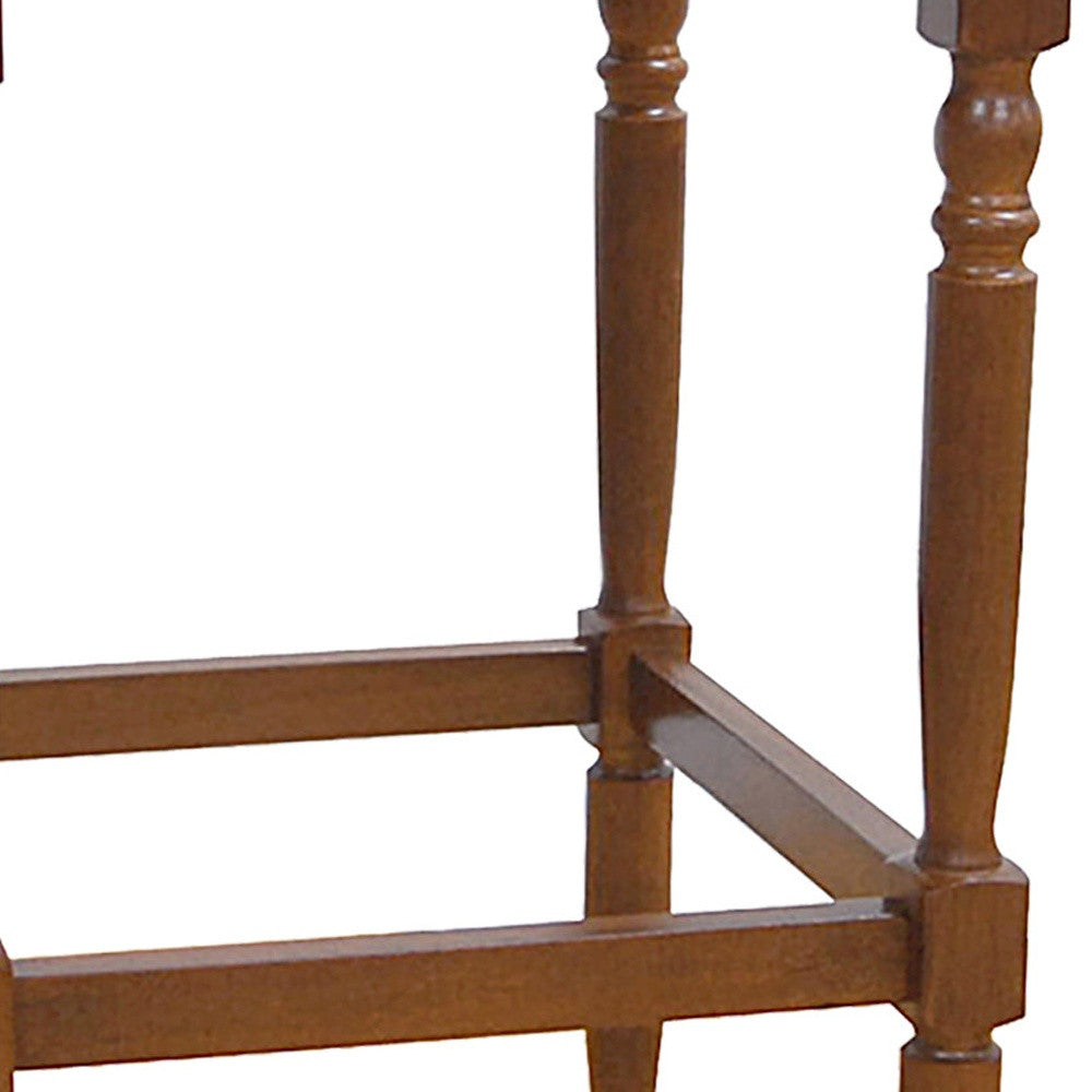 29" Natural And Brown Backless Bar Height Chair With Footrest