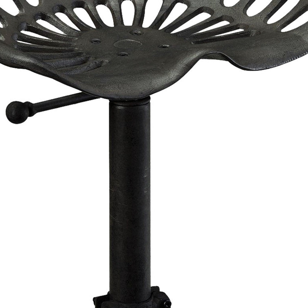 23" Black Backless Adjustable Height Bar Chair With Footrest