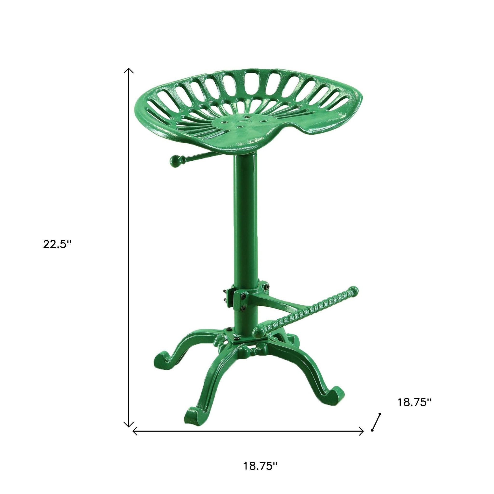 23" Green Backless Adjustable Height Bar Chair With Footrest