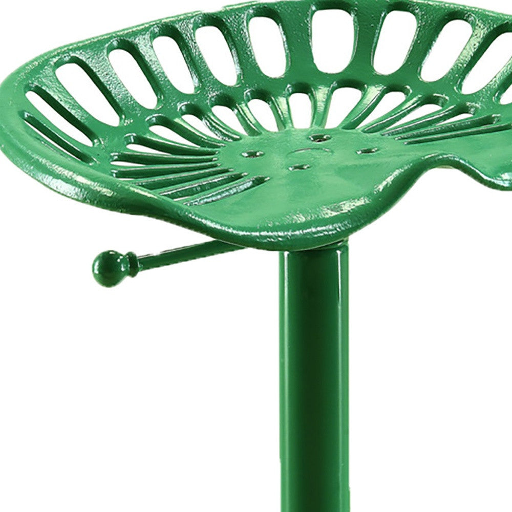 23" Green Backless Adjustable Height Bar Chair With Footrest