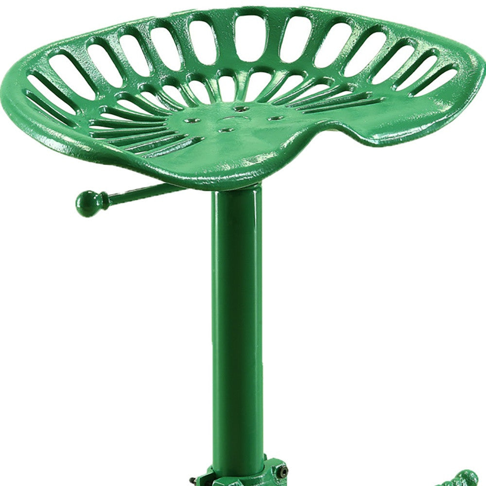 23" Green Backless Adjustable Height Bar Chair With Footrest