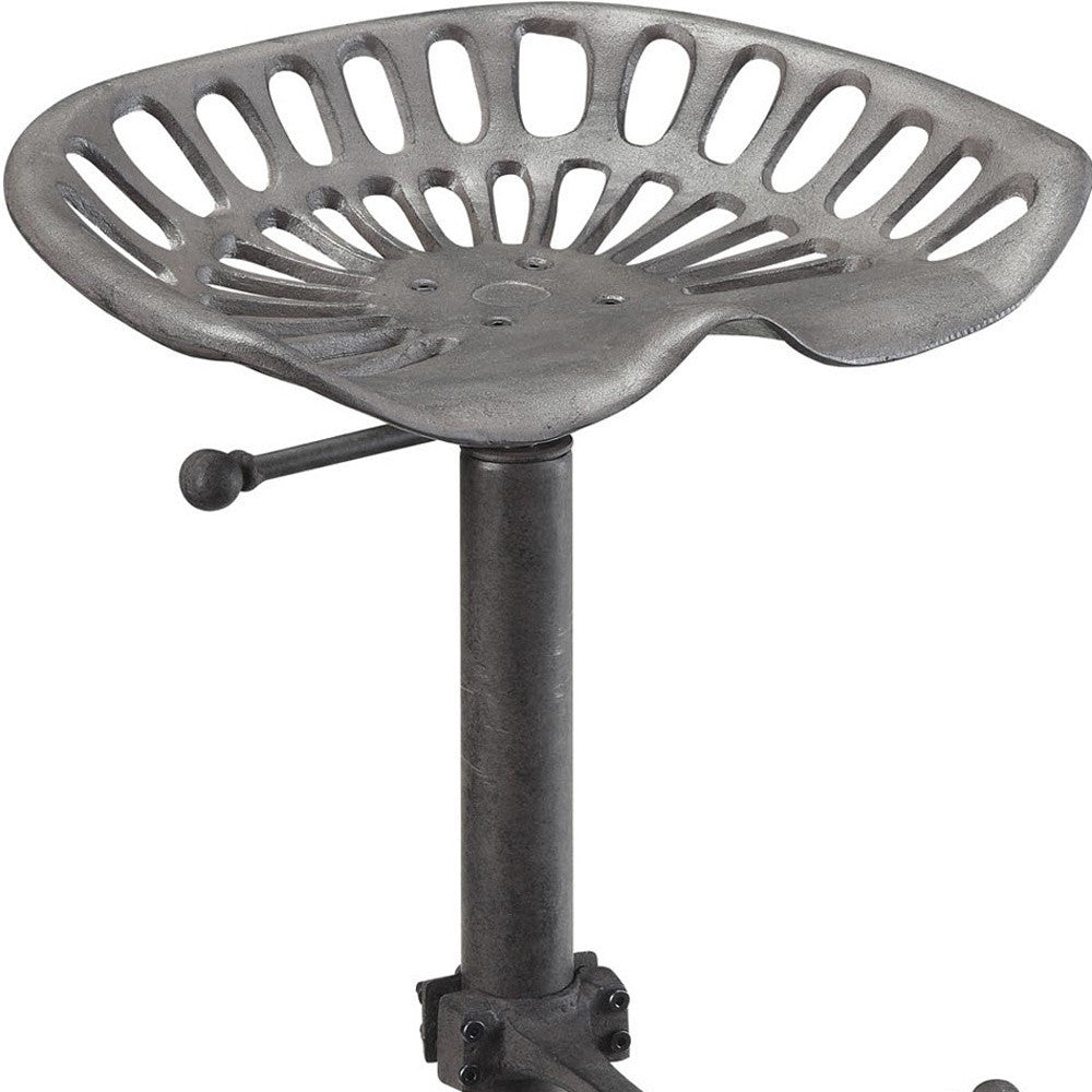 23" Gray Backless Adjustable Height Bar Chair With Footrest