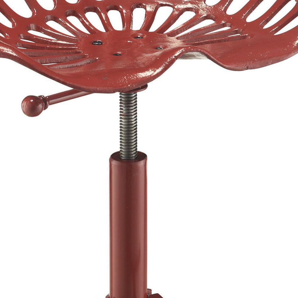 23" Red Backless Adjustable Height Bar Chair With Footrest