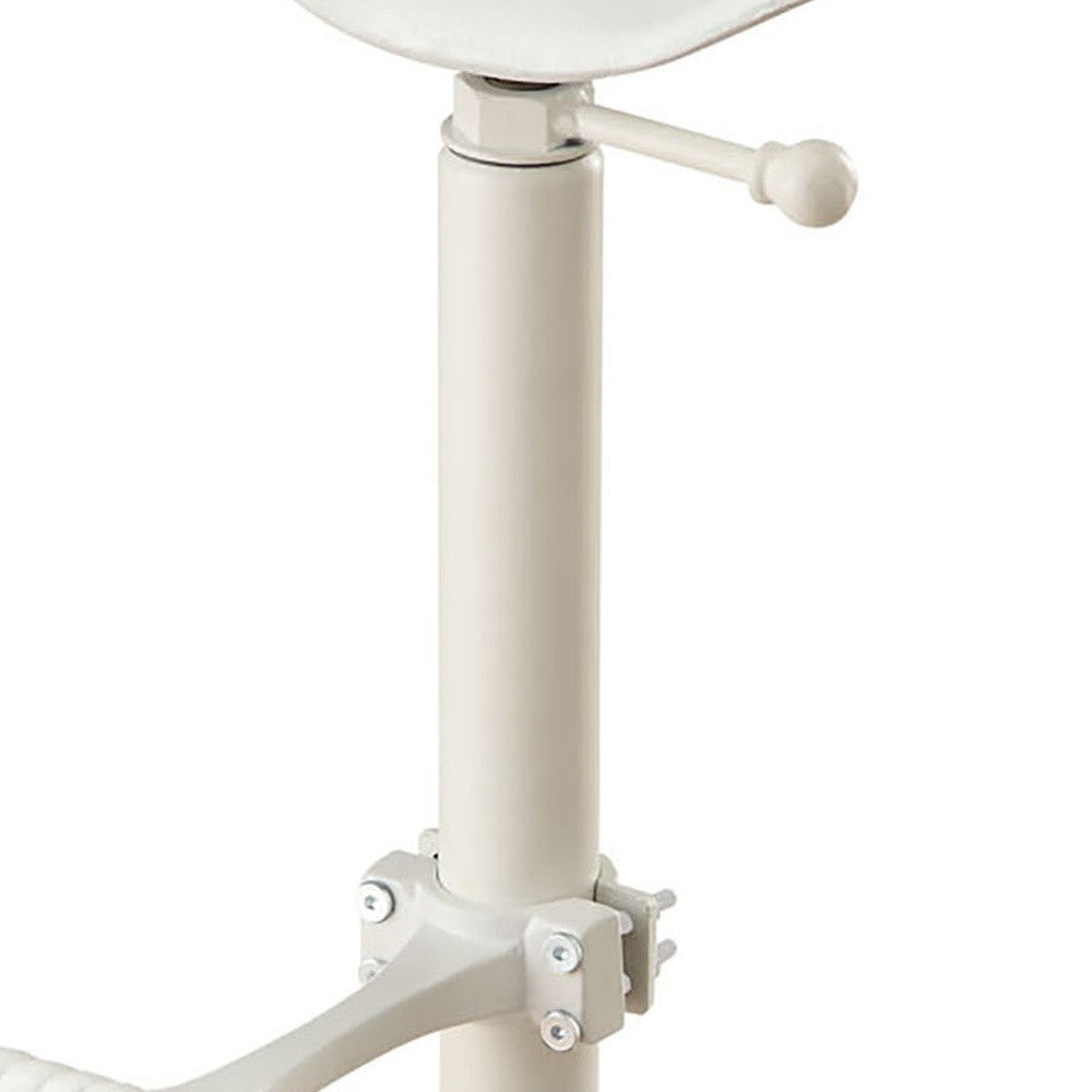 23" White Backless Adjustable Height Bar Chair With Footrest