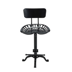 47" Black Low Back Adjustable Height Bar Chair With Footrest