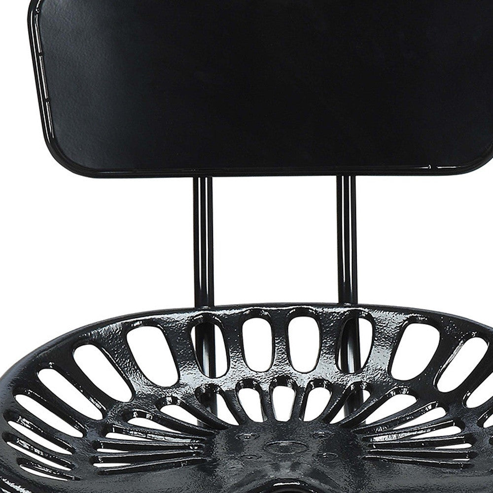 47" Black Low Back Adjustable Height Bar Chair With Footrest