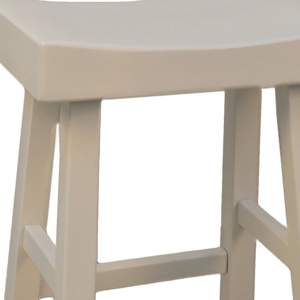 25" Antiqued White Backless Counter Height Bar Chair With Footrest