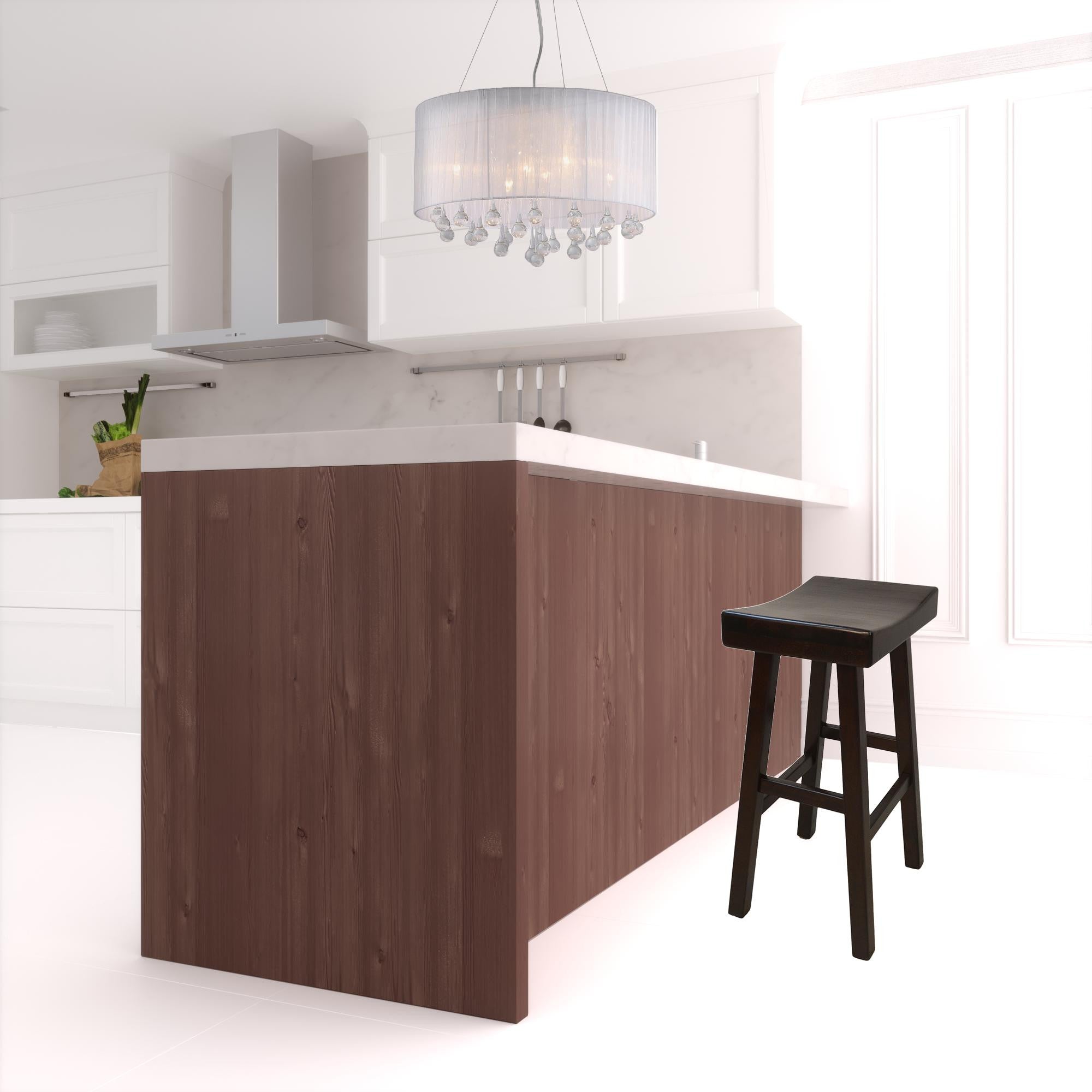 30" Espresso Backless Bar Height Chair With Footrest